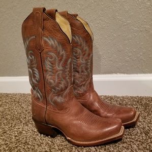 Light blue embroidered cowboy boots